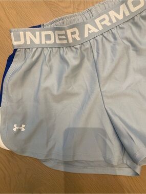 New Under Armour Light Blue Athletic Shorts with White Logo